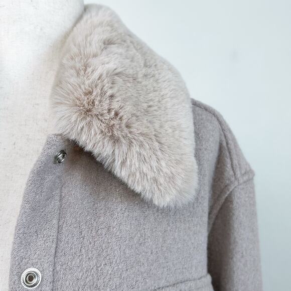 Dillard's A loves A Wool Blend Faux Fur Collar Shacket Coat - Picture 7 of 10